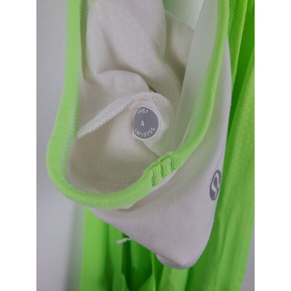 Lululemon No Limits Tank Top 4 Womens Green white Workout - Picture 6 of 6